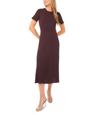 Short Sleeve Crew Neck Midi Dress