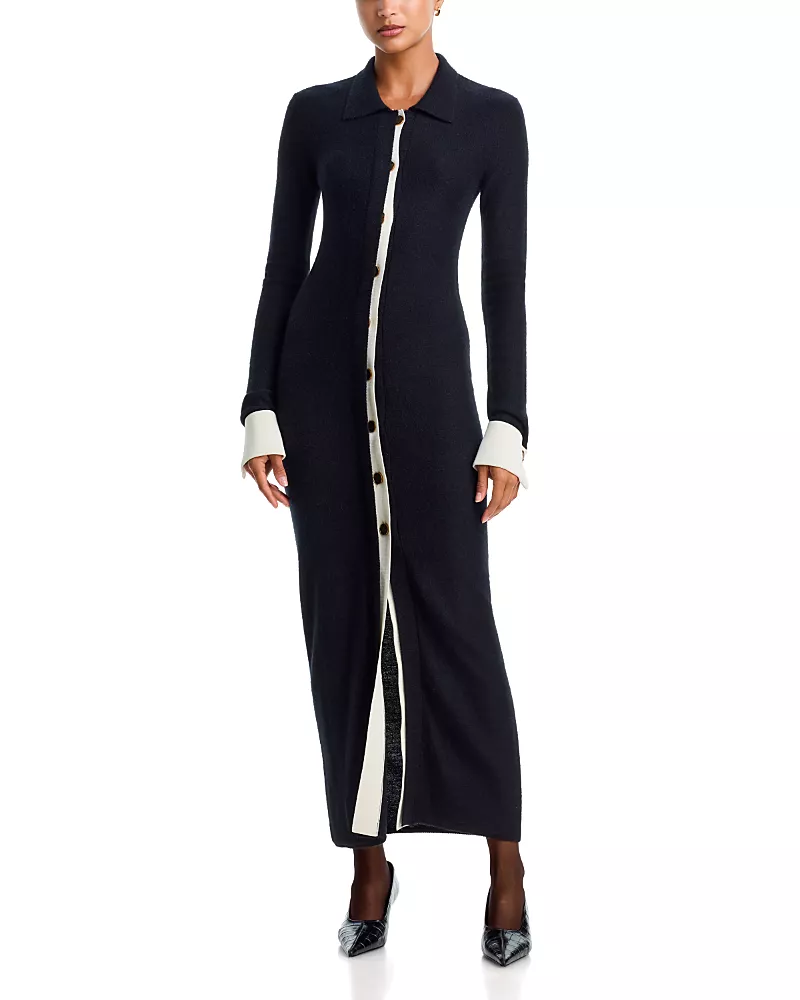 Toteme Contrast Trim Knit Shirtdress