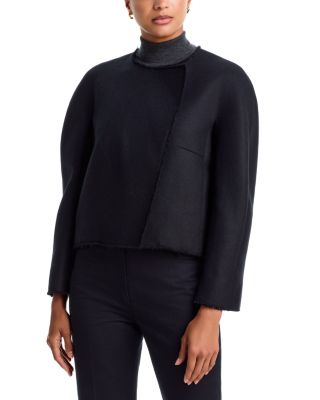Wool Blend Cropped Flap Jacket