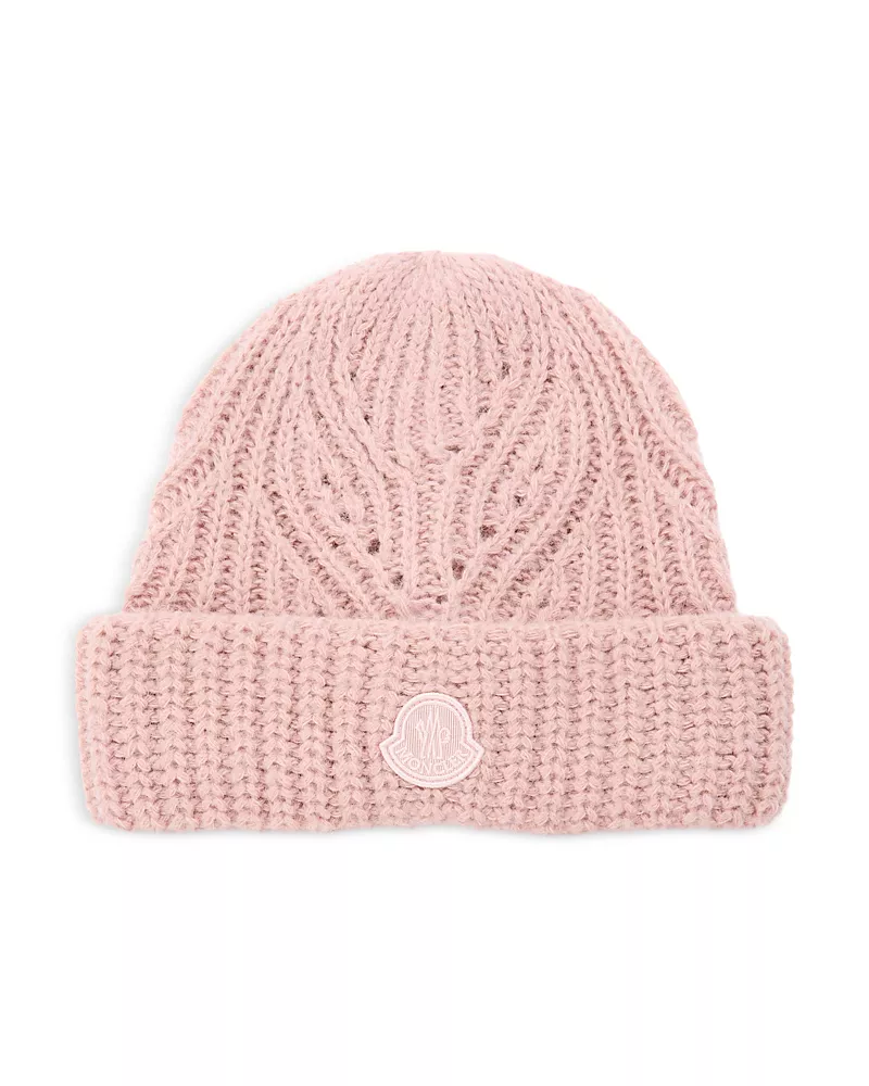Moncler Wool Blend Ribbed Beanie Hat