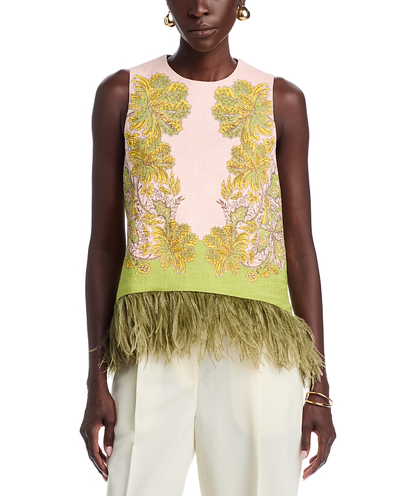 La DoubleJ La Scala Feather Trim Top