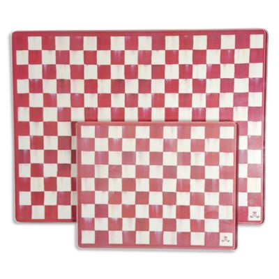 Cherry Check Glass Cutting Boards, Set of 2