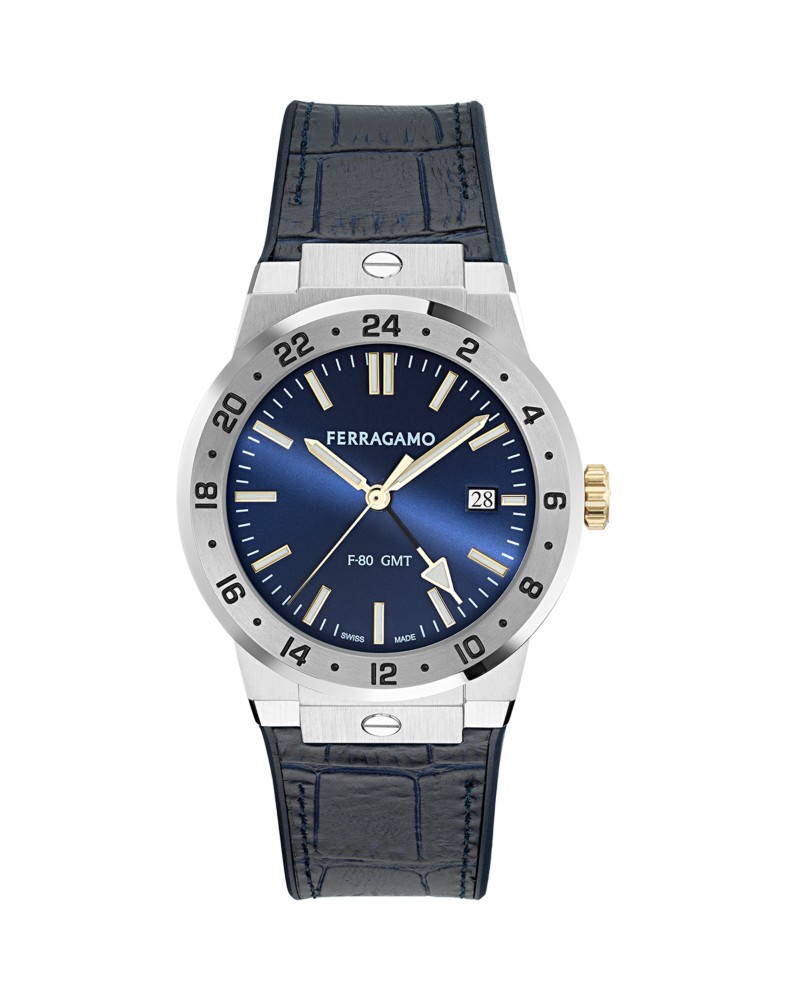 FERRAGAMO F-80 Classic GMT Leather Watch, 41mm by Bloomingdale's