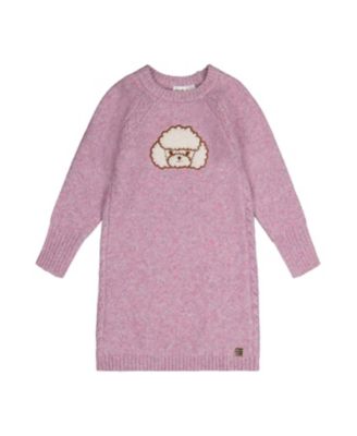 Girls' Openwork Knit Poodle Applique Dress - Little Kid, Big Kid