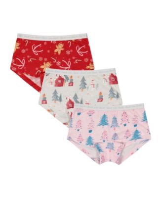 Unisex Holiday Organic Cotton Full Coverage 3-Pack Boyshort Panties