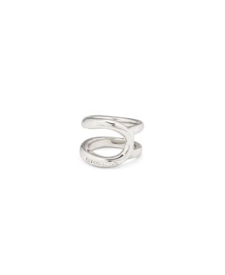  Sterling Silver-Plated Curvilinear Ring
