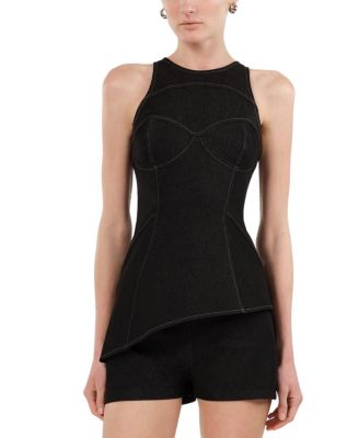 Halter Neck Denim Bustier Top