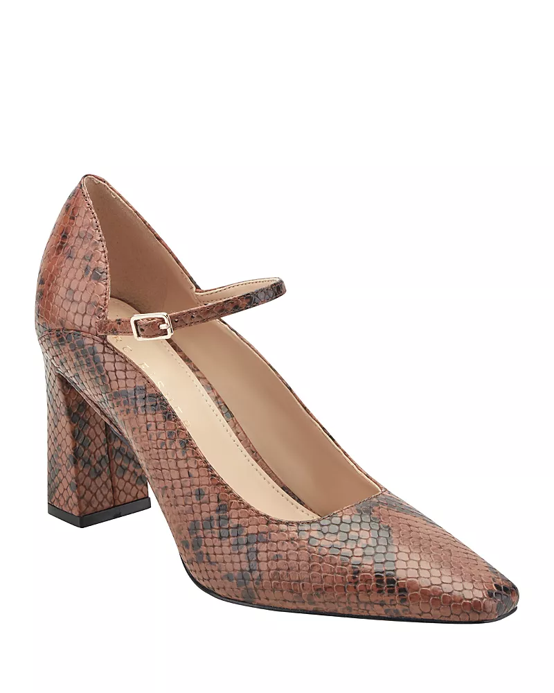 Marc Fisher Ltd. Women's Genevie Snake-Embossed Leather Mary Jane Pumps