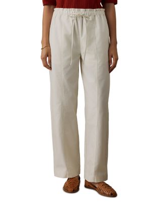 Faherty Cotton Twill Drawstring Pants In Egret