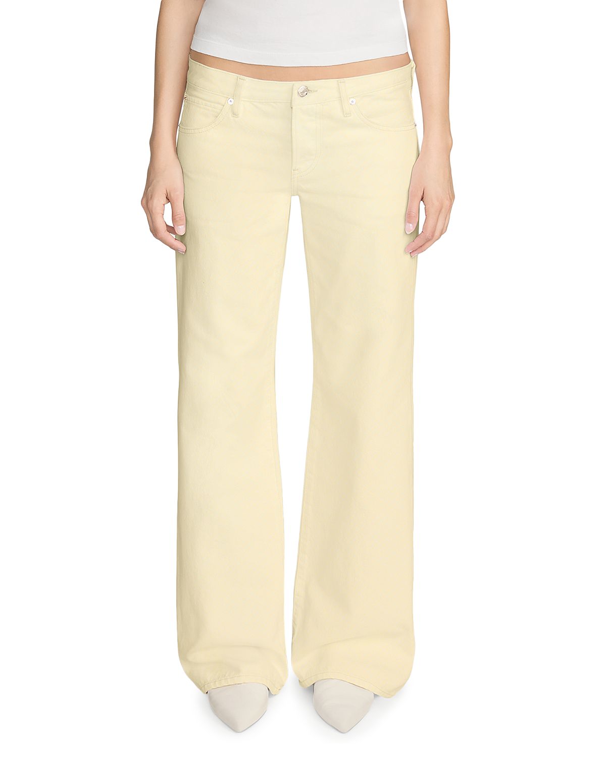 Frame x Amelia Gray The Pixie Gray Low Rise Wide Flare Leg Jeans