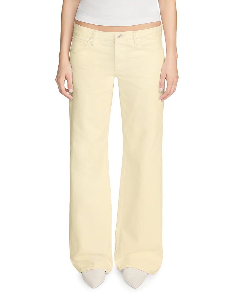 Frame x Amelia Gray The Pixie Gray Low Rise Wide Flare Leg Jeans in Limoncello