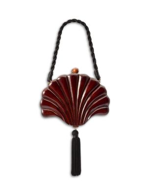 Small Carved Wood Concha Clutch
