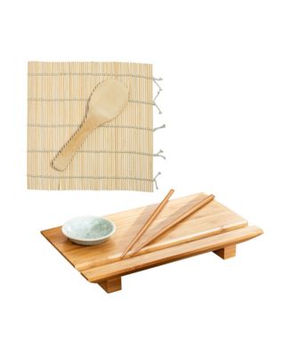  Sushi Board and Sushi Roller Set, 10.5" L x 6" W x 2" H