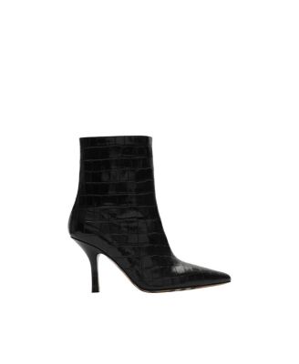  Women's Crocodile Effect Leather Dame Ankle Boots