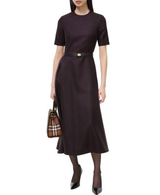  Belted Check Wool Dress