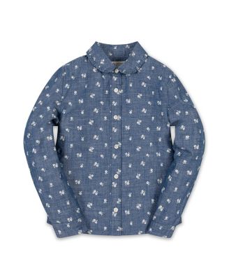 Girls' Organic Chambray Peter Pan Collar Top - Little Kid, Big Kid