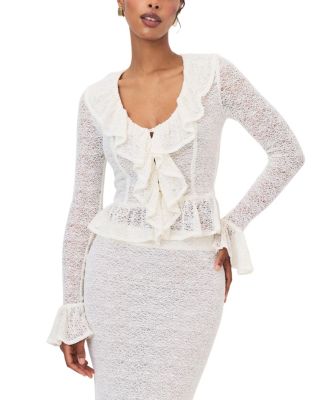  Urva Crochet Ruffle Front Button Top