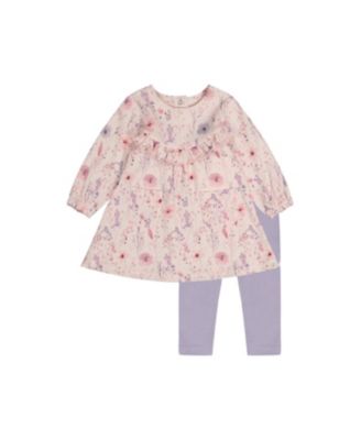  Girls' Organic Cotton Ruffle Pocket Dress and Legging Set - Baby