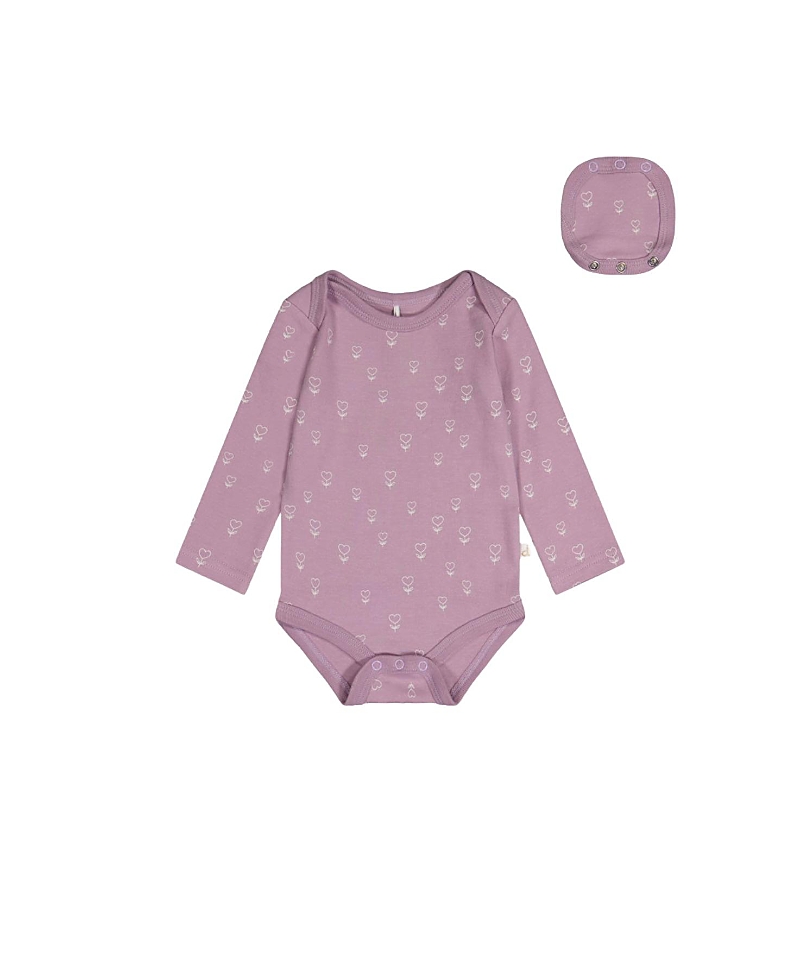 Deux par Deux Girls' Organic Cotton Long Sleeve Heart Floral Romper - Baby