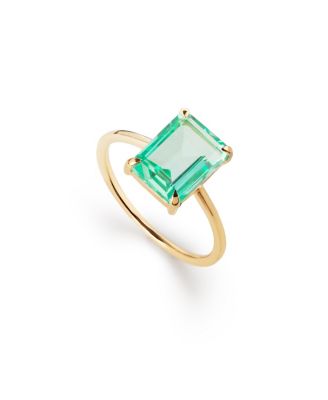  Solid Yellow Gold Green Sapphire Spritz Ring