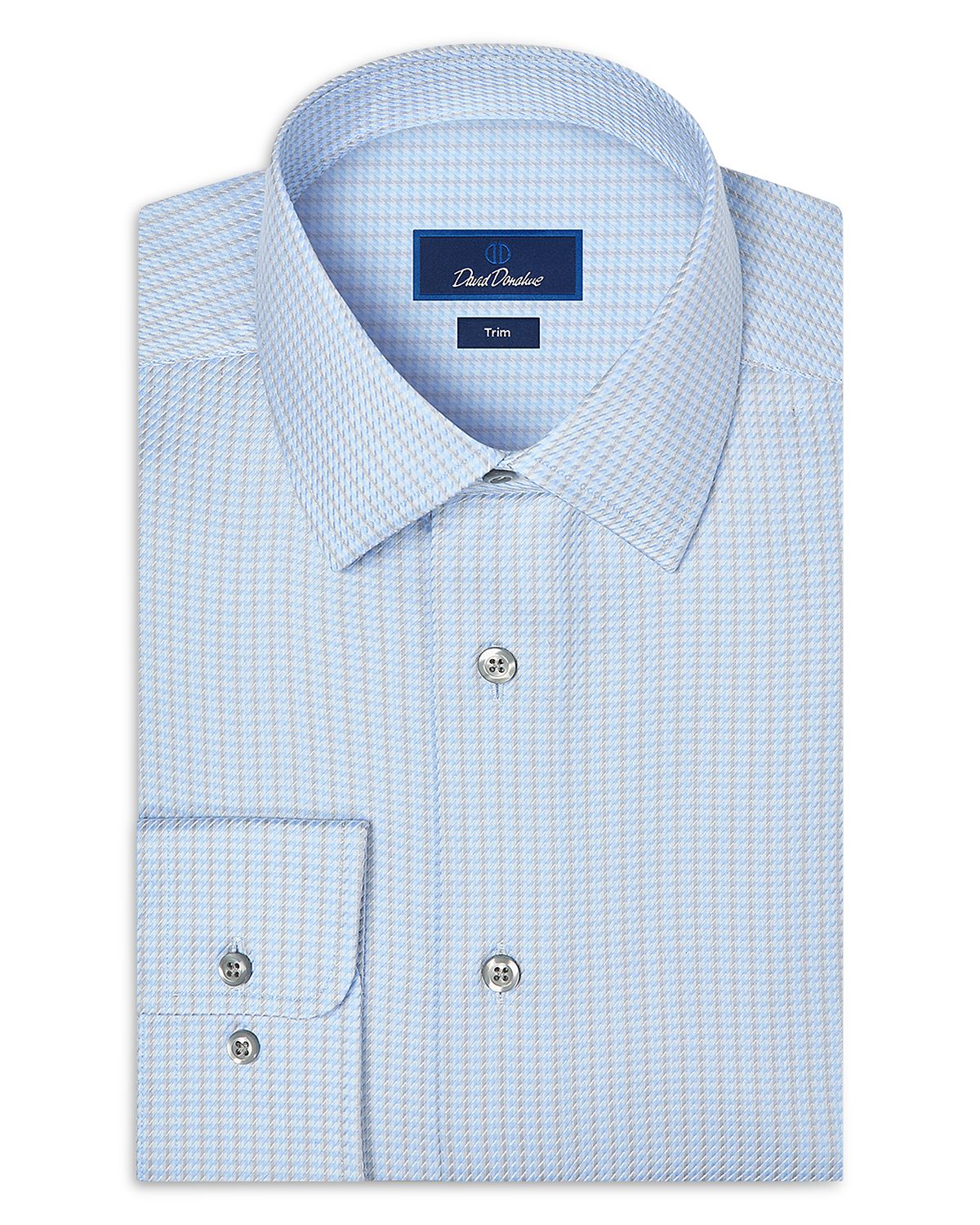 David Donahue Trim Fit Dobby Stripe Cotton Dress Shirt