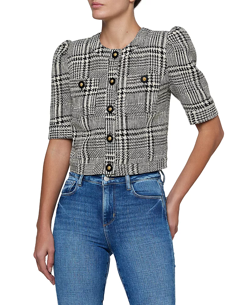 L'Agence Allegra Short Sleeve Crop Jacket