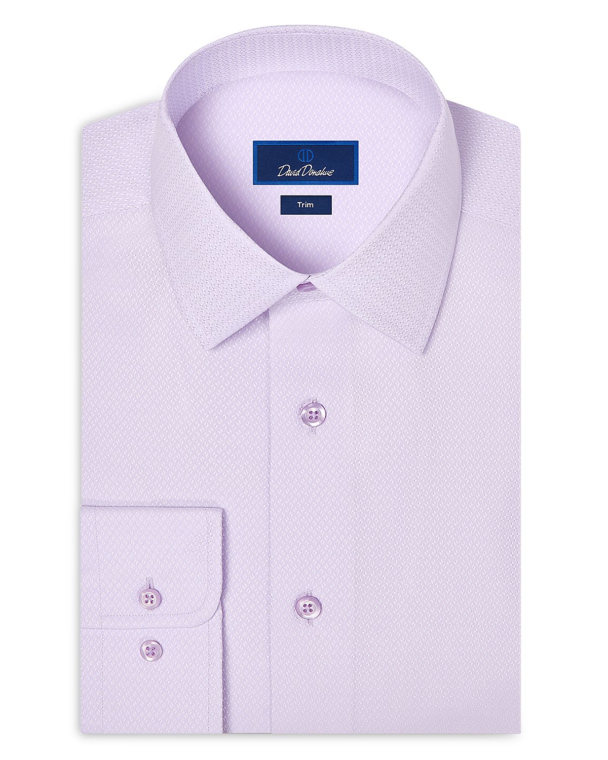 David Donahue Trim Fit Dobby Solid Cotton Dress Shirt