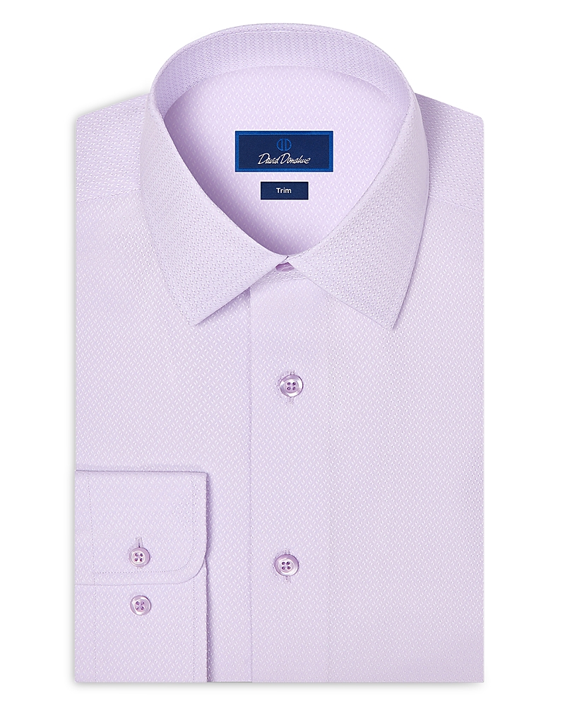 David Donahue Trim Fit Dobby Solid Cotton Dress Shirt