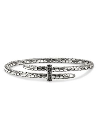 Sterling Silver Spear Black Sapphire Flex Cuff Bracelet