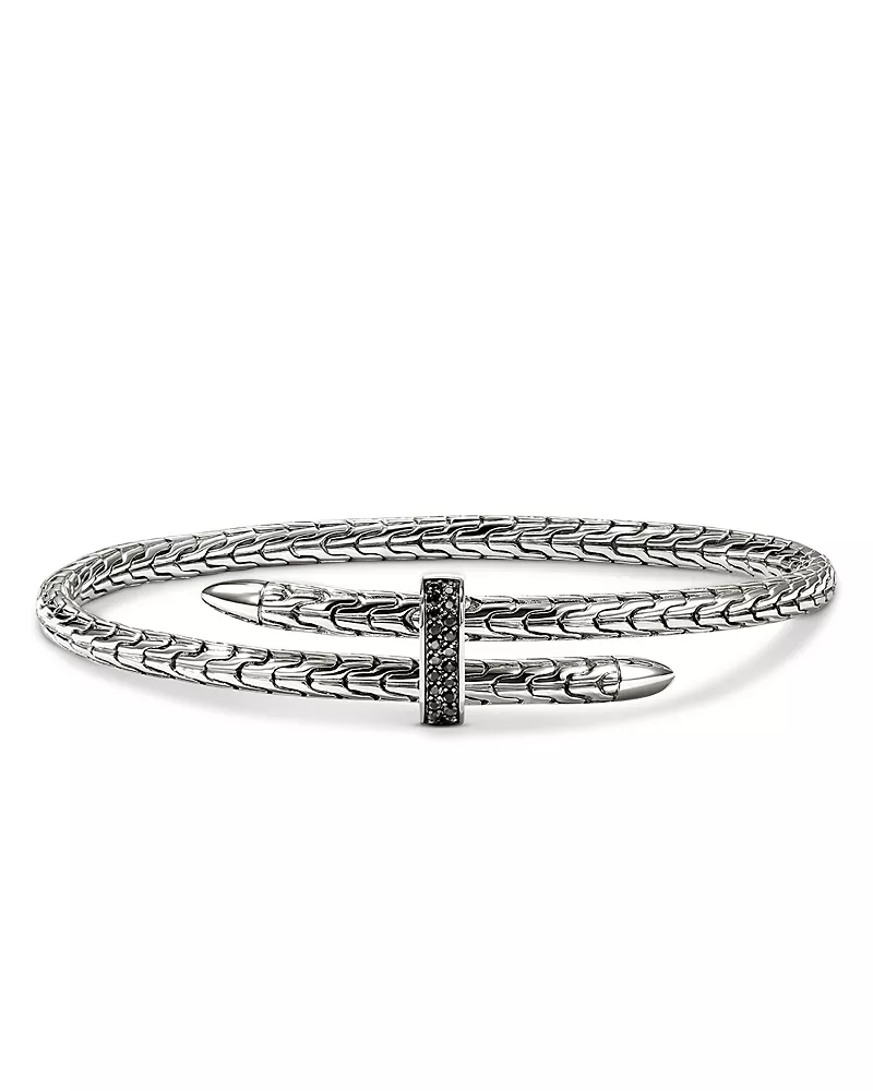 John Hardy Sterling Silver Spear Black Sapphire Flex Cuff Bracelet
