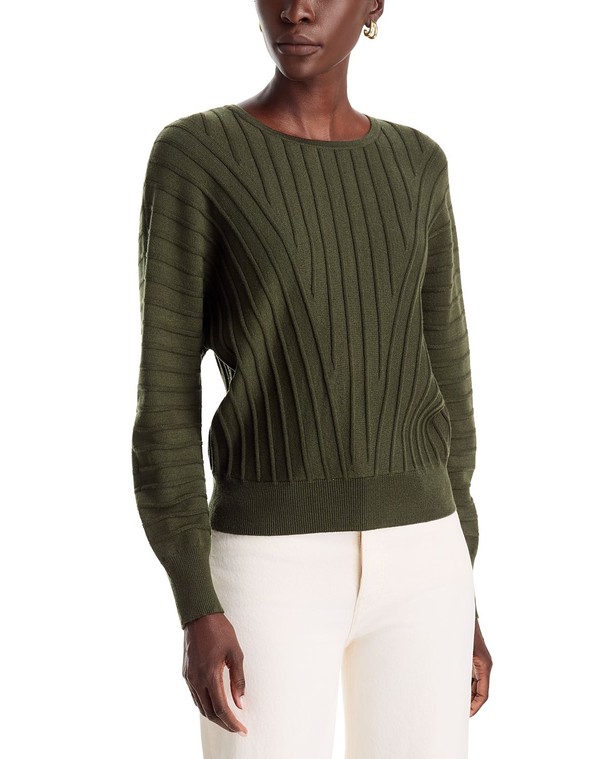 T Tahari Crewneck Long Dolman Sleeve Sweater
