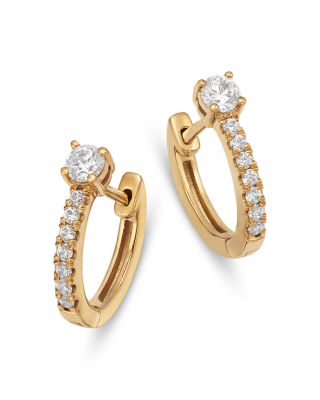Diamond Huggie Hoop Earrings in 14K Yellow Gold, 0.50 tcw