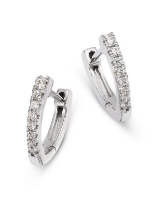 Diamond Huggie Hoop Earrings in 14K White Gold, 0.16 tcw
