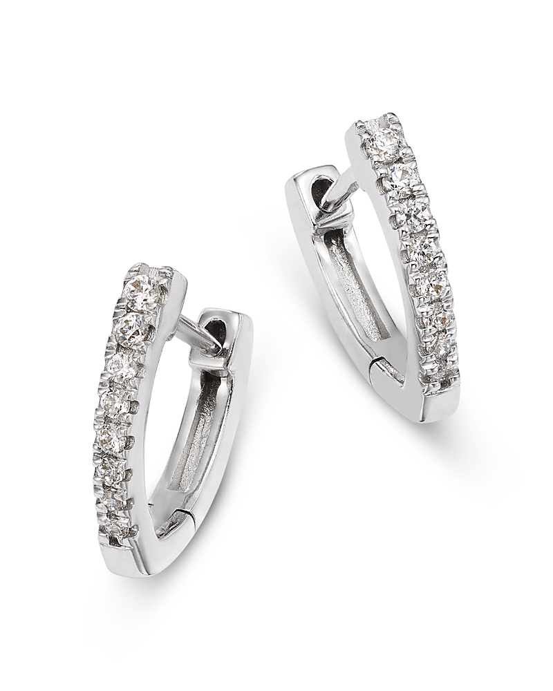 Bloomingdale's Fine Collection Diamond Huggie Hoop Earrings in 14K White Gold, 0.16 tcw · NO SIZE