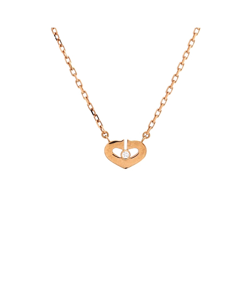 Pre-Owned Cartier Xs C Heart de Cartier Pendant Necklace 18K Rose Gold with Diamond, 15.5