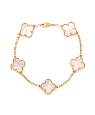  Vintage Alhambra 5 Motifs Bracelet 18K Gold and Mother of Pearl