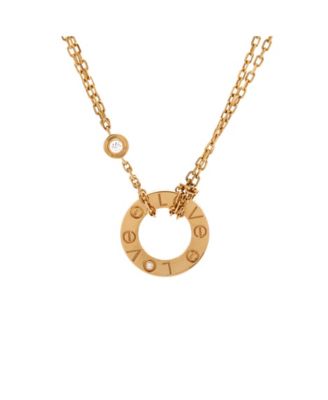 Pre-owned Pre-owned Cartier  Cartier 2 Diamonds Love Pendant Necklace 18k Gold And Diamonds, 16.25