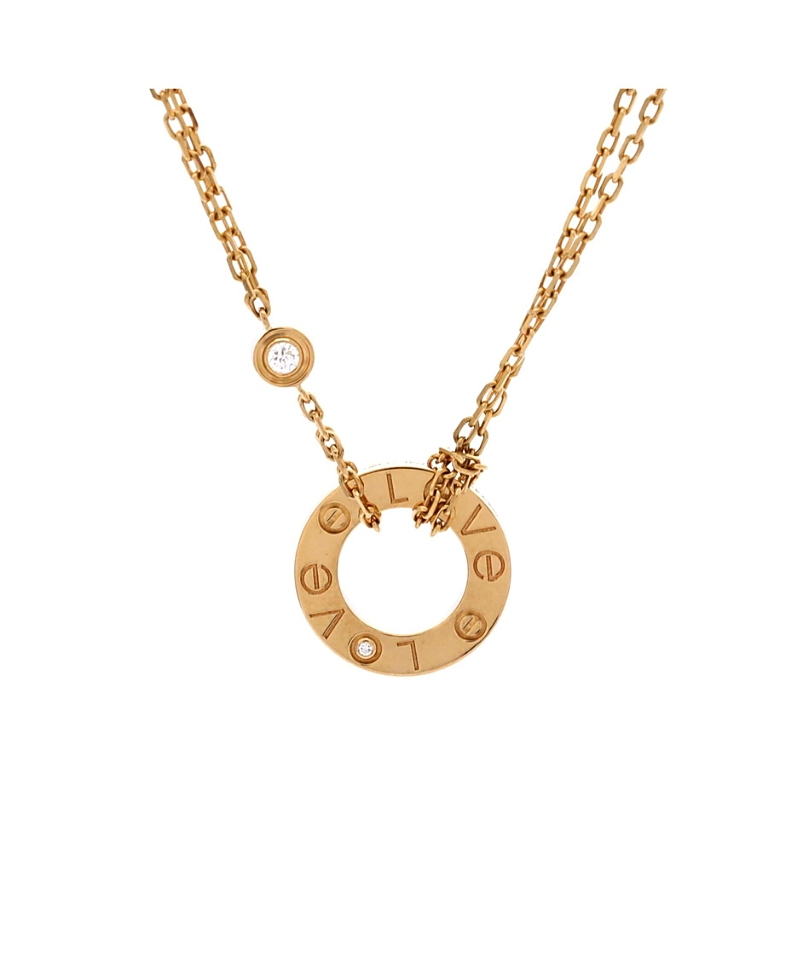 Pre-owned Pre-owned Cartier Cartier 2 Diamonds Love Pendant Necklace 18k Gold And Diamonds, 16.25