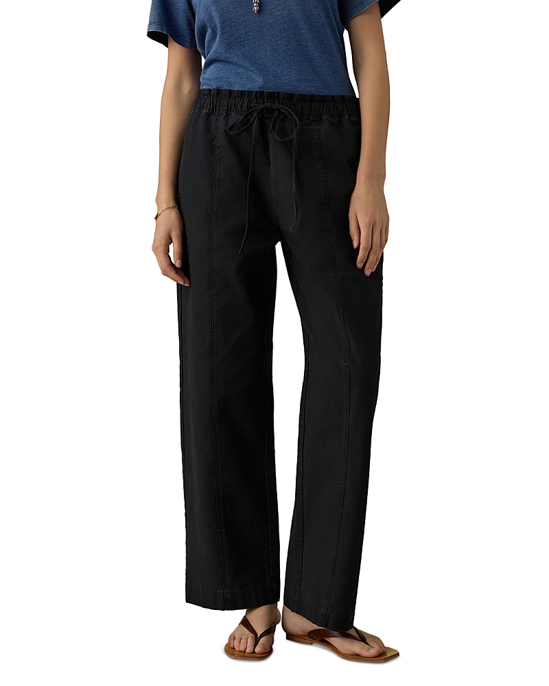 Faherty Cotton Twill Drawstring Pants In Black
