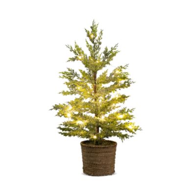 2' Pre Lit Artificial Snowed Cypress Christmas Tree