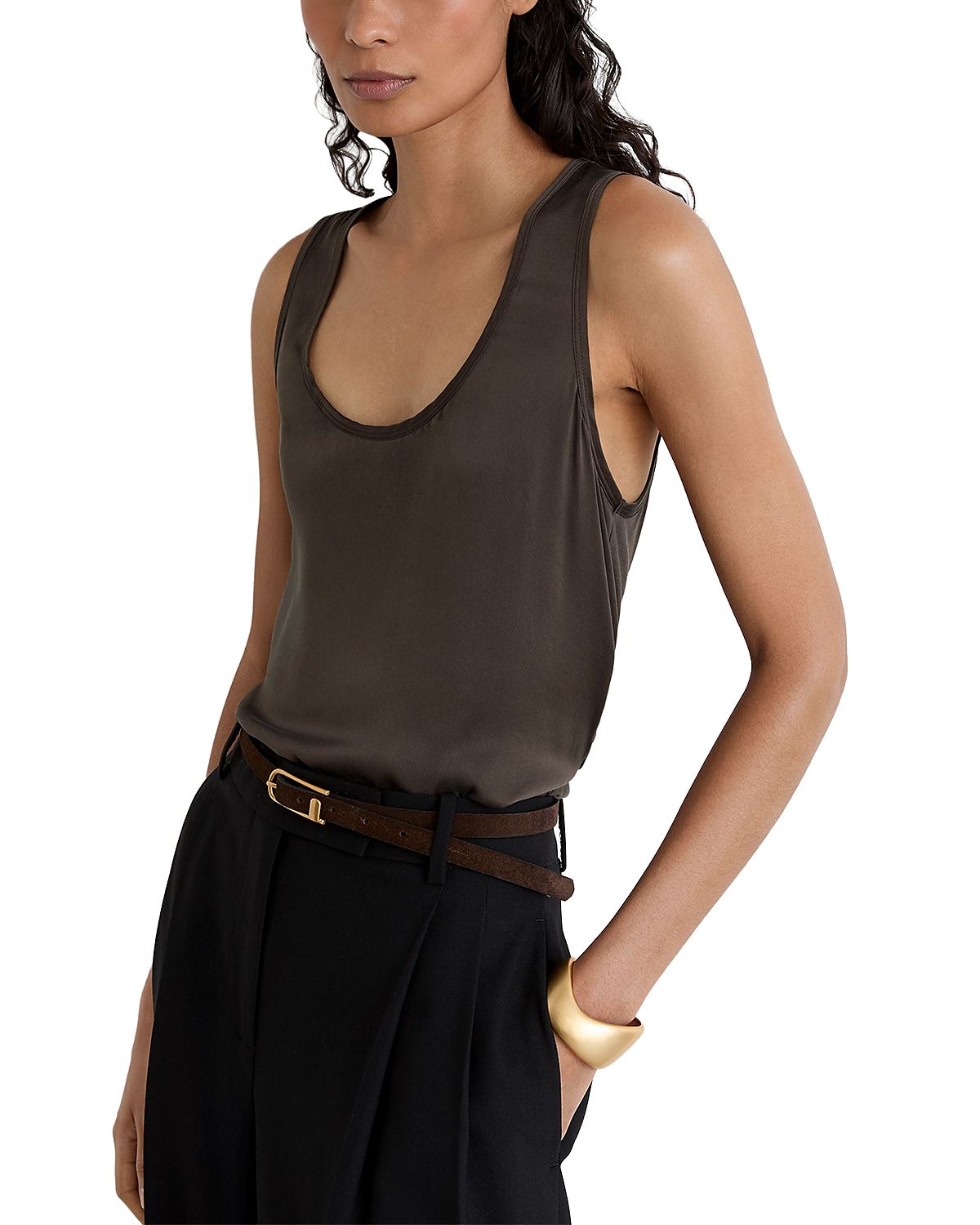 Reiss Ruby Silk Stretch Front Tank Top