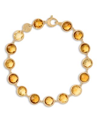 18K Yellow Gold Citrine Bezel Link Bracelet