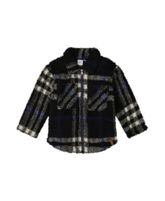 Boys' Plaid Full-Zip Dual Chest Pocket Fleece Overshirt - Little Kid, Big Kid