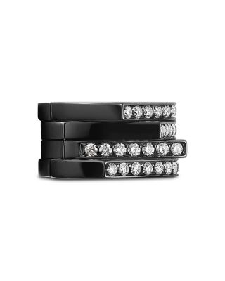 18K Black Gold Antifer Diamond Multirow Single Earr Cuff, 0.62 tcw