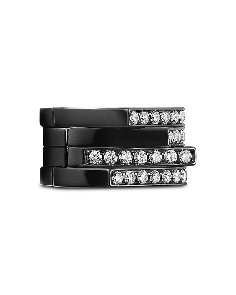 Repossi 18K Black Gold Antifer Diamond Multirow Single Earr Cuff, 0.62 tcw