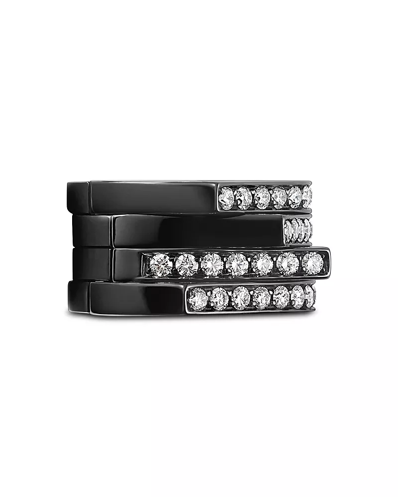 Repossi 18K Black Gold Antifer Diamond Multirow Single Earr Cuff, 0.62 tcw