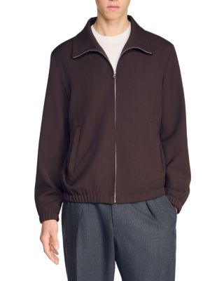 Stand Collar Wool Track Jacket