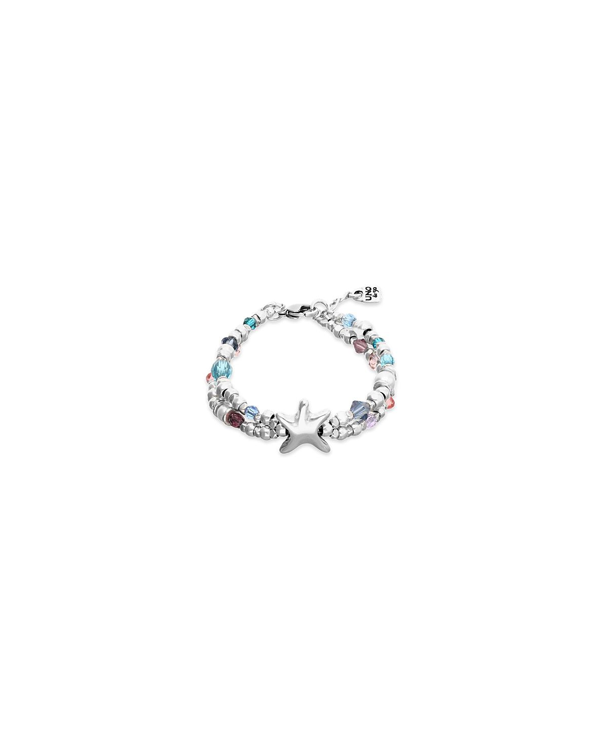UNOde50 Silver Tone Double Bracelet with Multicolor Faceted Crystals and Star