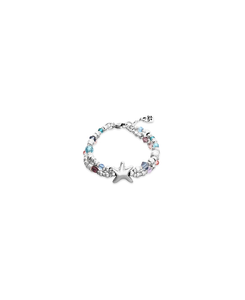 UNOde50 Silver Tone Double Bracelet with Multicolor Faceted Crystals and Star