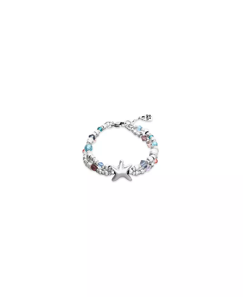 UNOde50 Silver Tone Double Bracelet with Multicolor Faceted Crystals and Star